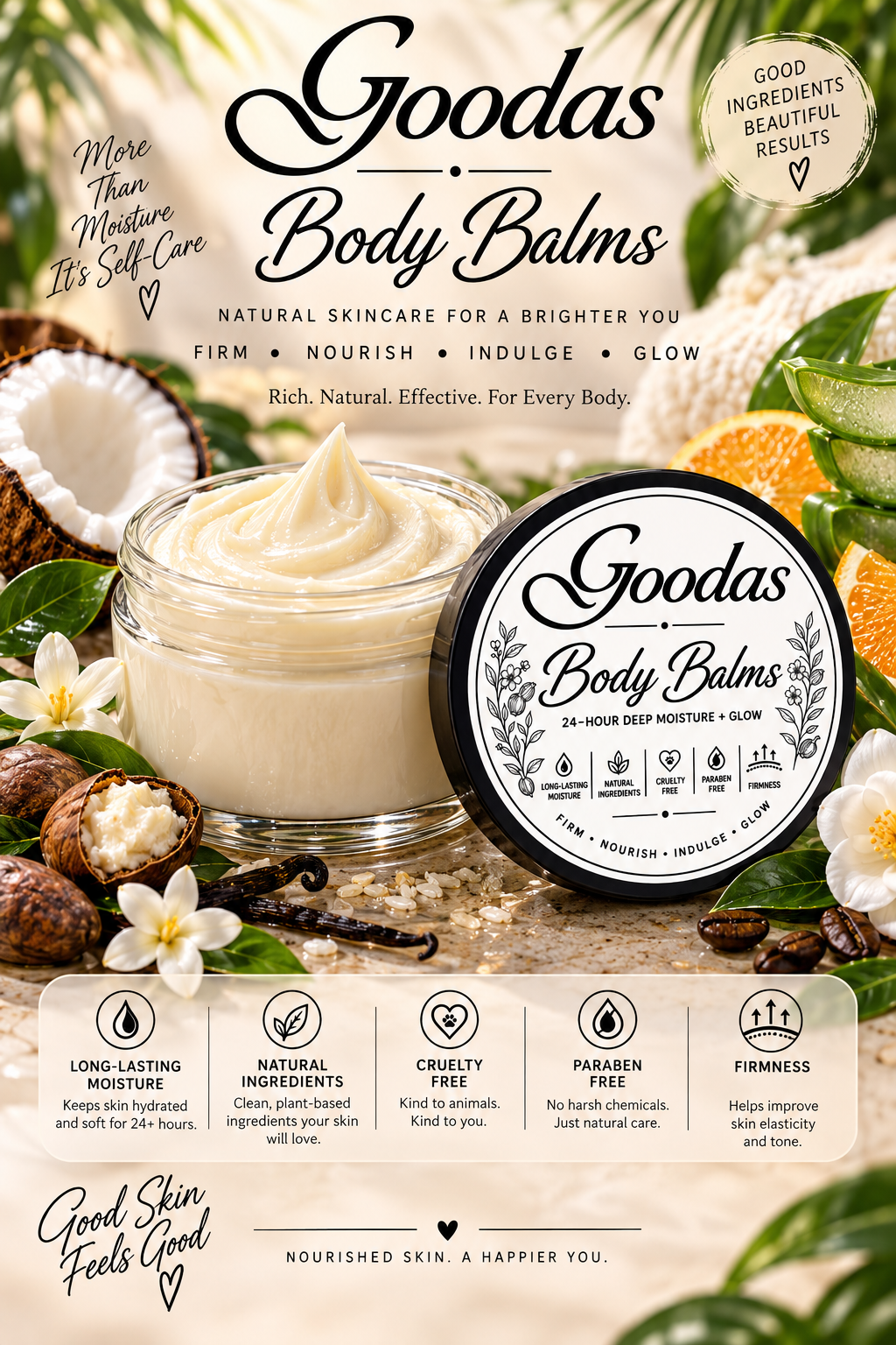 Customized Goodas Brands Body Balms and Scrubs